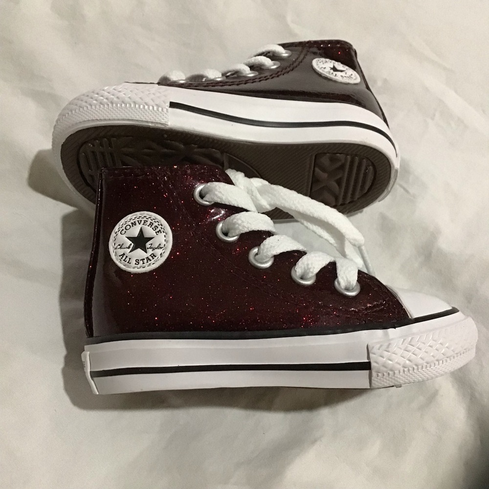 NWT Converse Red Glitter High Tops